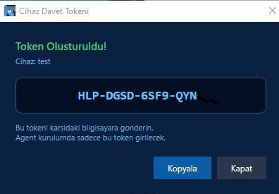 Adım 2 - Token oluşturuldu